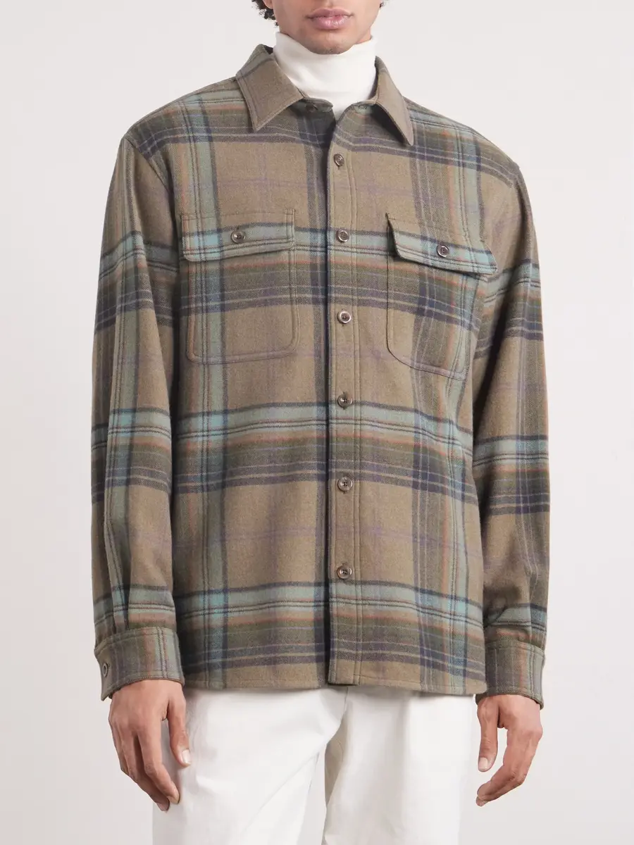 Ralph Lauren Purple Label Checked Wool and Cashmere-Blend Flannel Overshirt - Men | Thumbnail 3