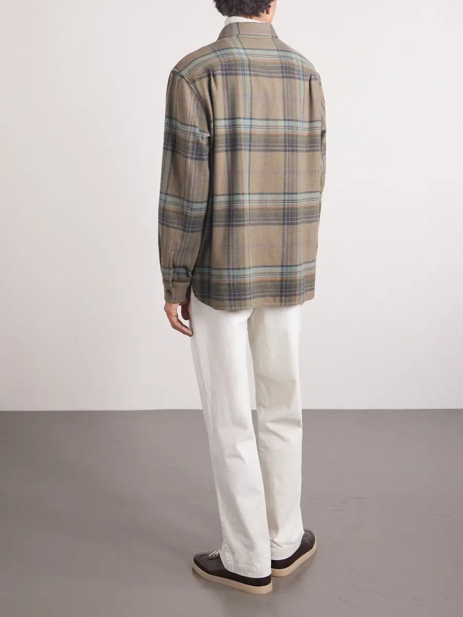 Ralph Lauren Purple Label Checked Wool and Cashmere-Blend Flannel Overshirt - Men | Thumbnail 4