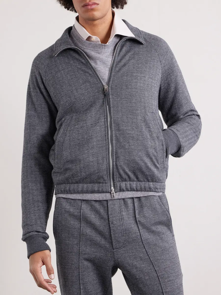 Tom Ford Herringbone Cotton, Wool and Silk-Blend Jacket - Men | Thumbnail 3 Tom Ford Herringbone Cotton, Wool and Silk-Blend Jacket - Men | Thumbnail 3