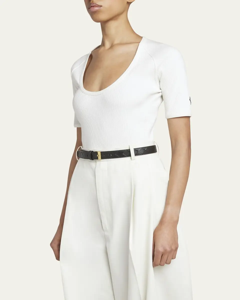 Bottega Veneta Woven Leather & Brass Belt | Thumbnail 2 Bottega Veneta Woven Leather & Brass Belt | Thumbnail 2