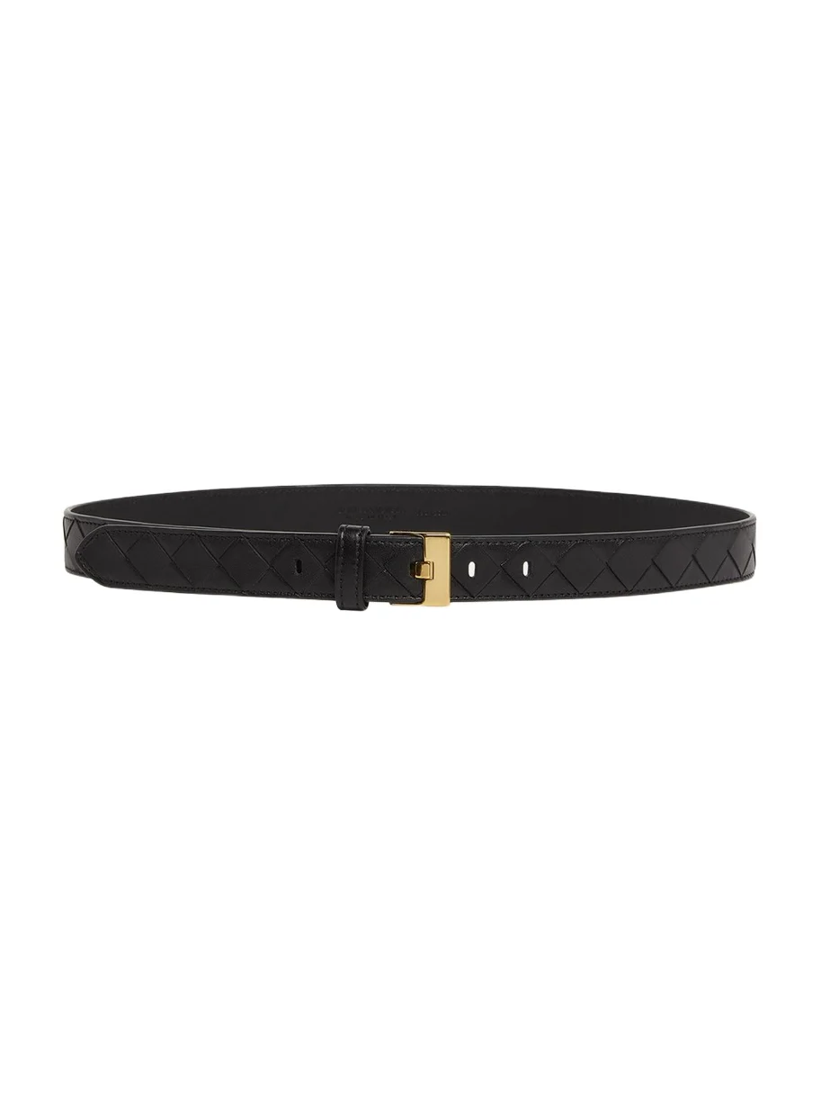 Bottega Veneta Woven Leather & Brass Belt