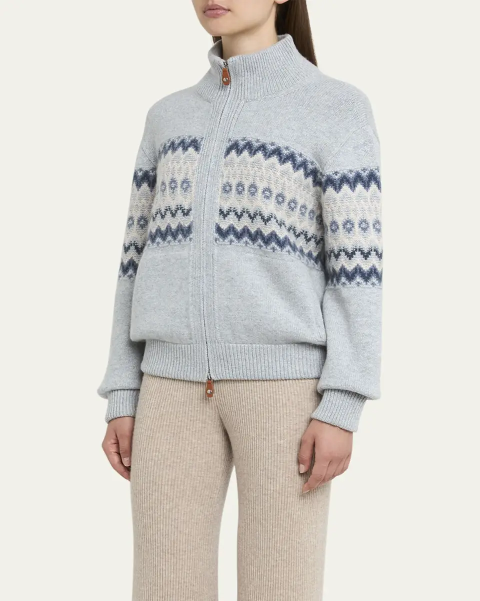Loro Piana Alpe Pile Cashmere GG 5 Bomber Sweater | Thumbnail 4