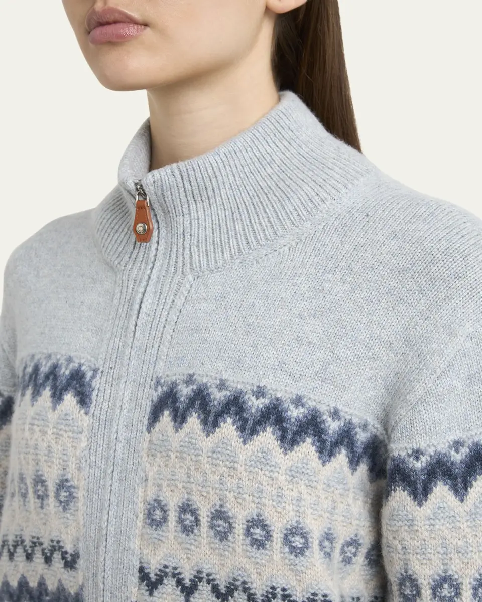 Loro Piana Alpe Pile Cashmere GG 5 Bomber Sweater | Thumbnail 5