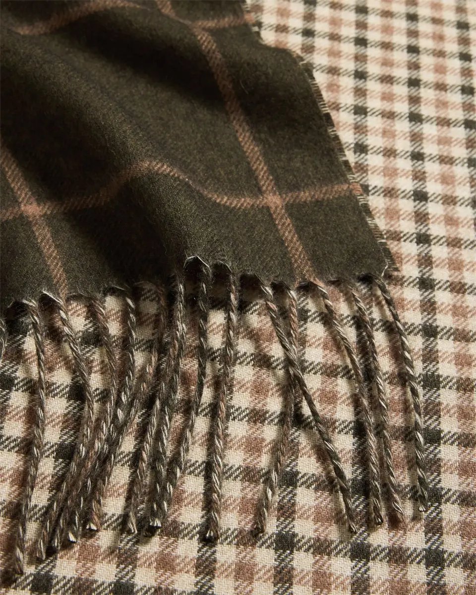 PIACENZA 1733 Men's Silk Cashmere Check Windowpane Scarf | Thumbnail 4