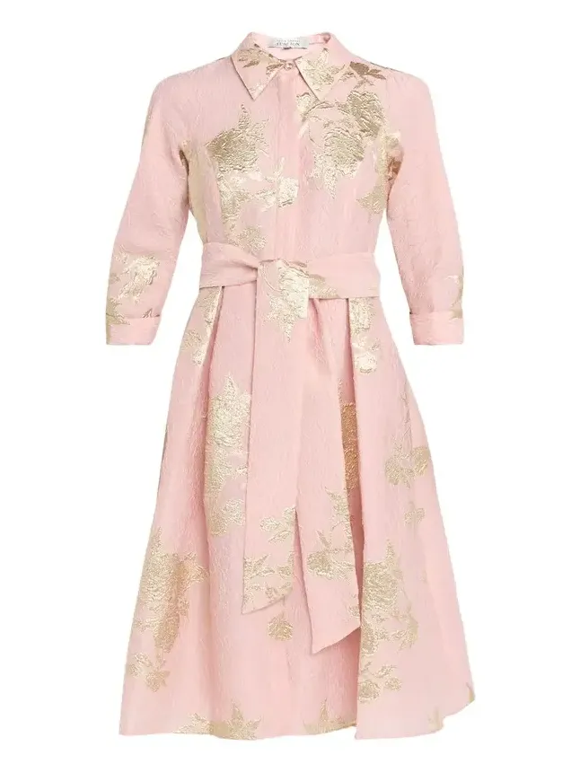 Metallic Floral Jacquard Midi Shirtdress Metallic Floral Jacquard Midi Shirtdress