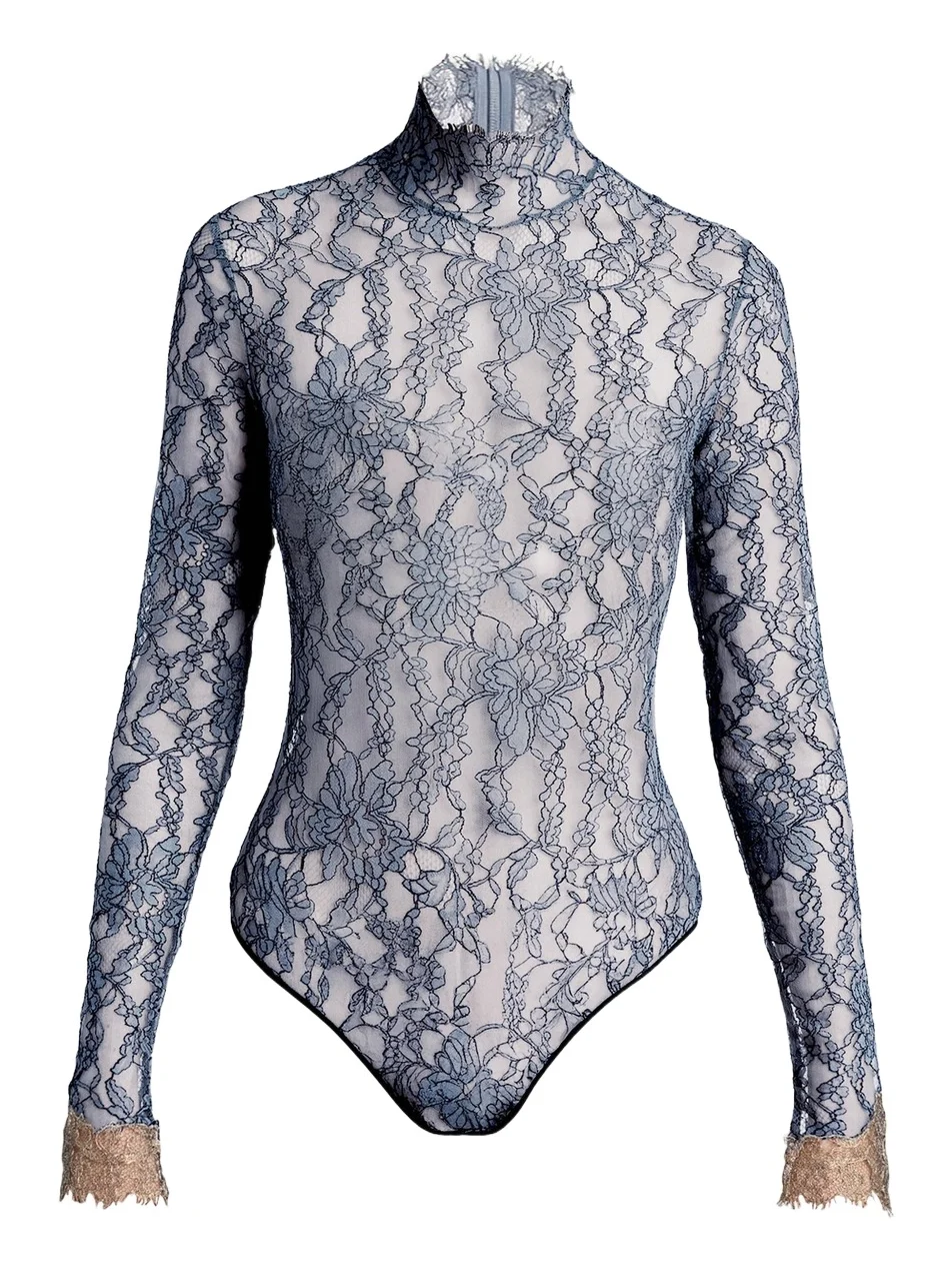 Turtleneck Lace Long-Sleeve Bodysuit