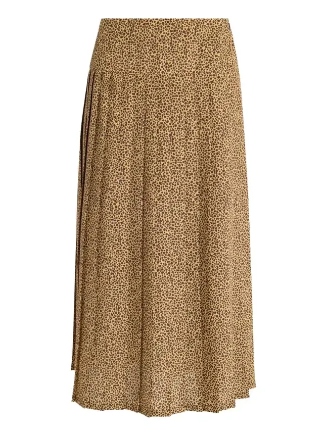 High-Waist Leopard-Print Silk Skirt