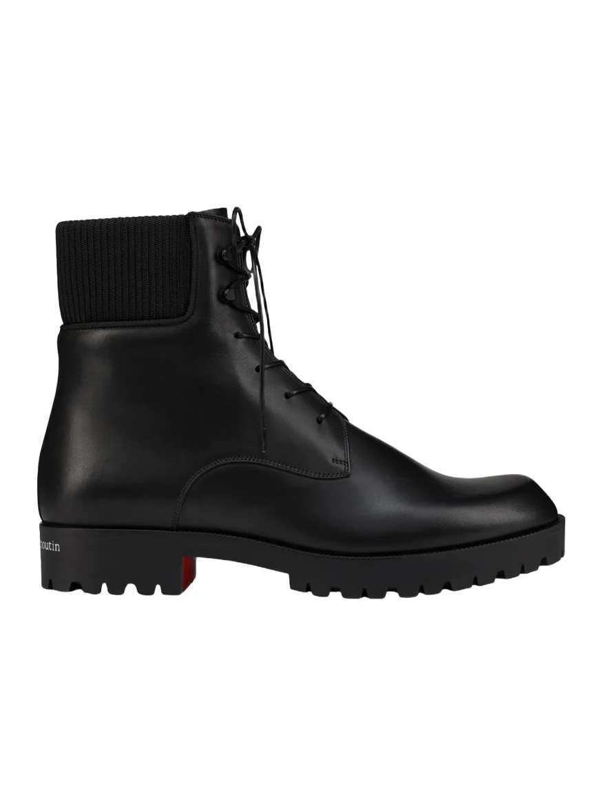 Christian Louboutin Men's Trapman Leather Lug-Sole Lace-Up Boots
