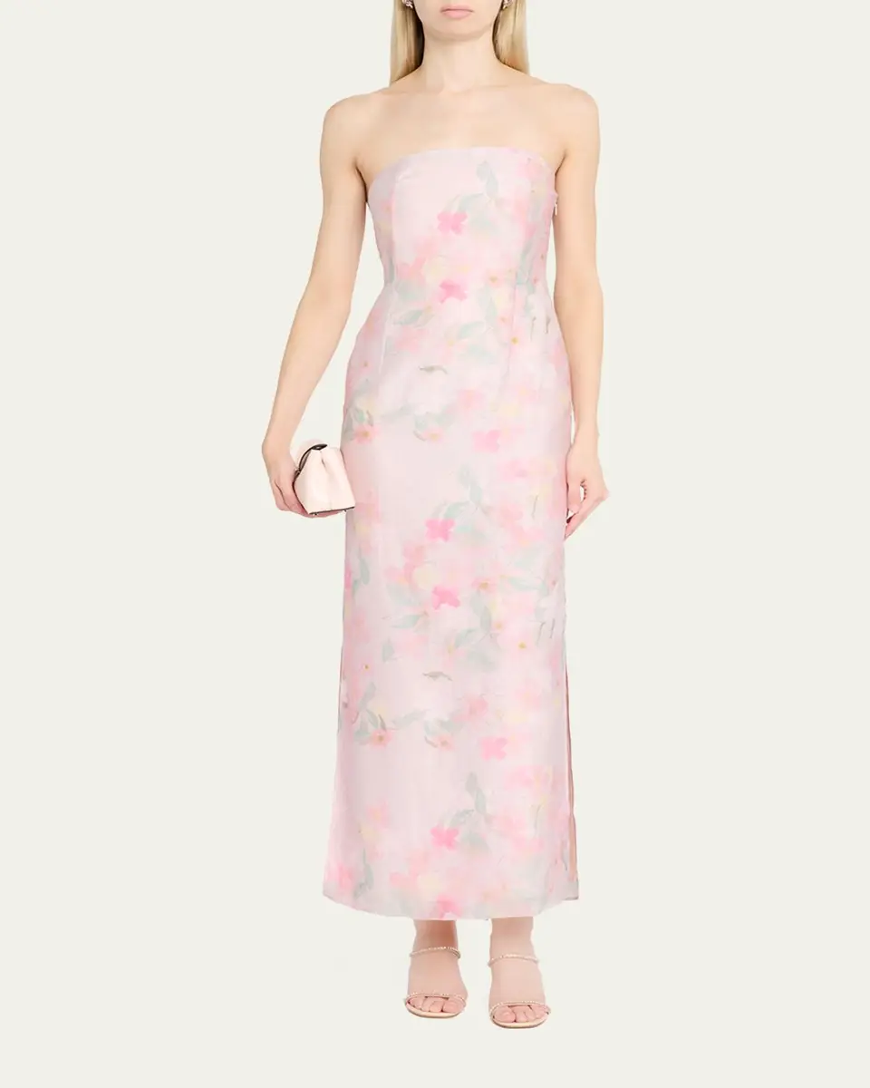 BERNADETTE Elora Strapless Floral Linen Maxi Dress | Thumbnail 2 BERNADETTE Elora Strapless Floral Linen Maxi Dress | Thumbnail 2