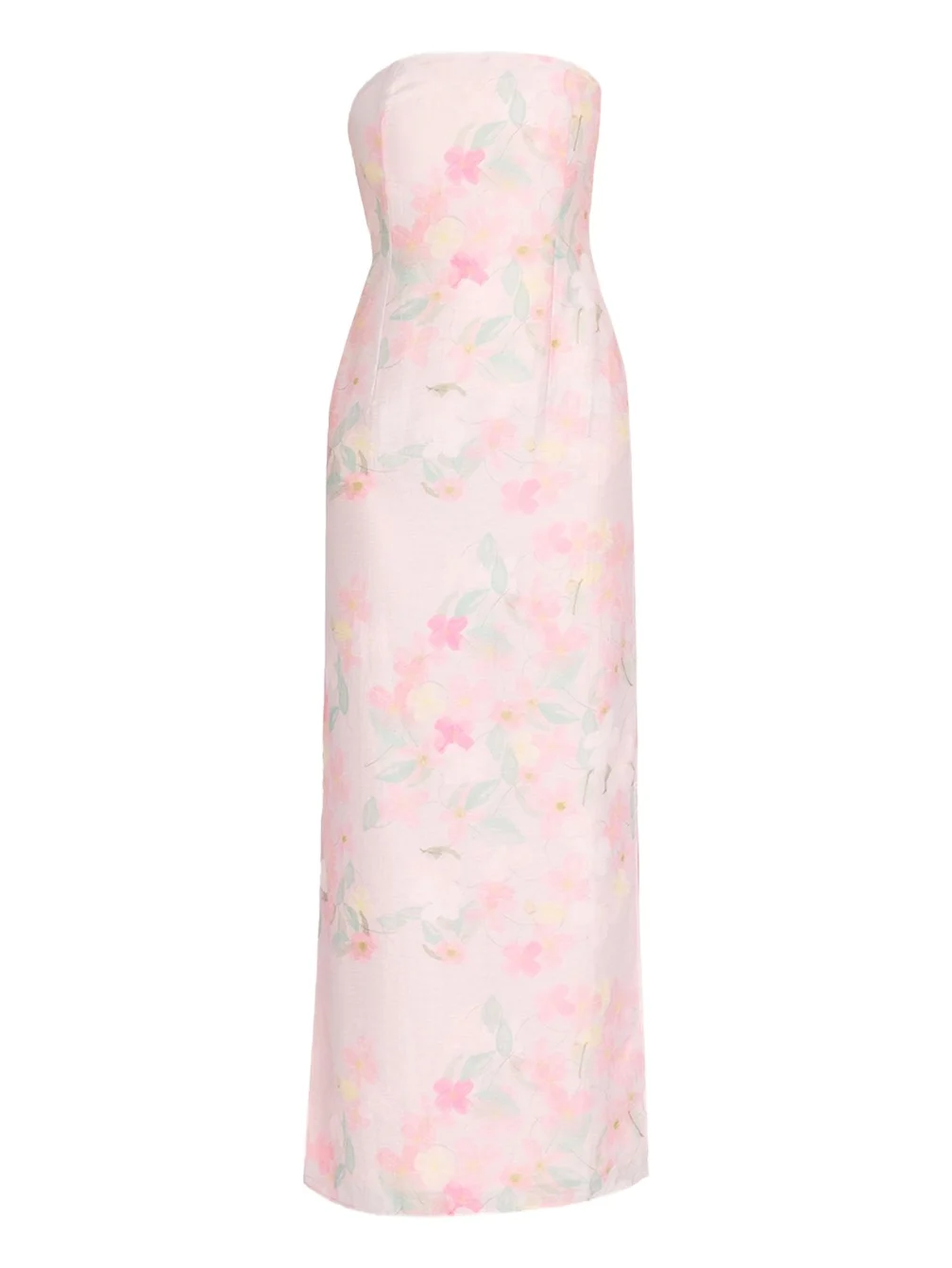 BERNADETTE Elora Strapless Floral Linen Maxi Dress