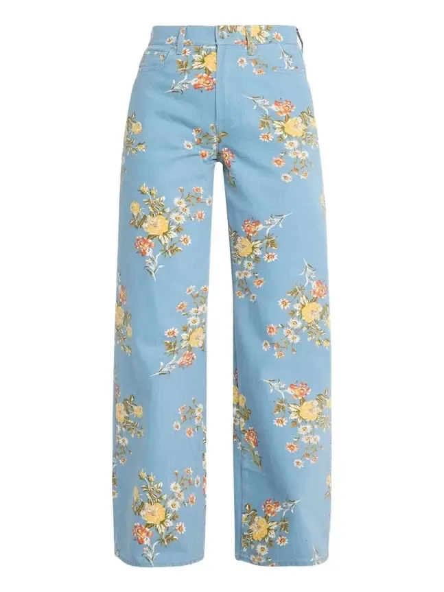 Taylor High-Rise Wide-Leg Floral Jeans