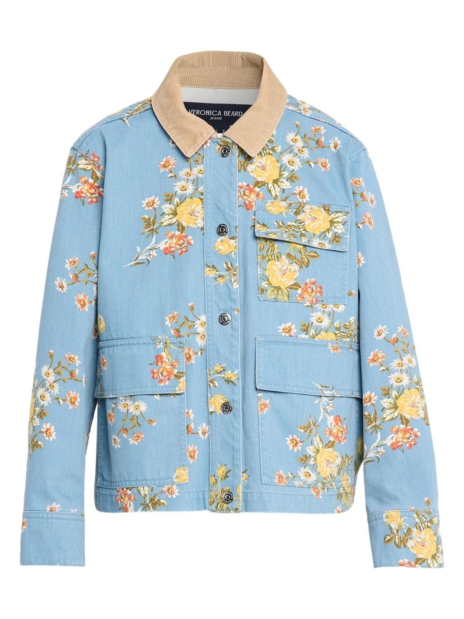 Veronica Beard Leighton Floral Denim Barn Jacket