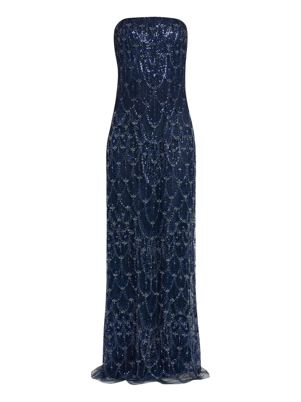 Strapless Crystal Embellished Evening Gown