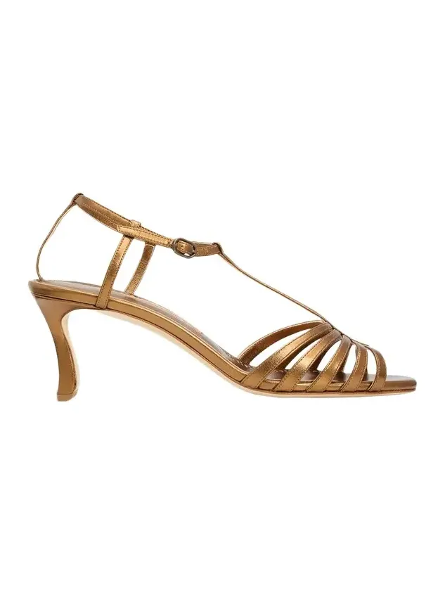 90mm Fulconpla Metallic Leather Caged Sandals