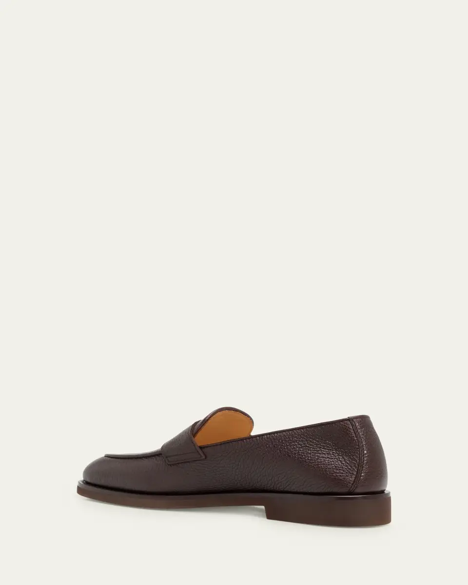 Brunello Cucinelli Men's Deerskin Flex-Sole Penny Loafers | Thumbnail 2