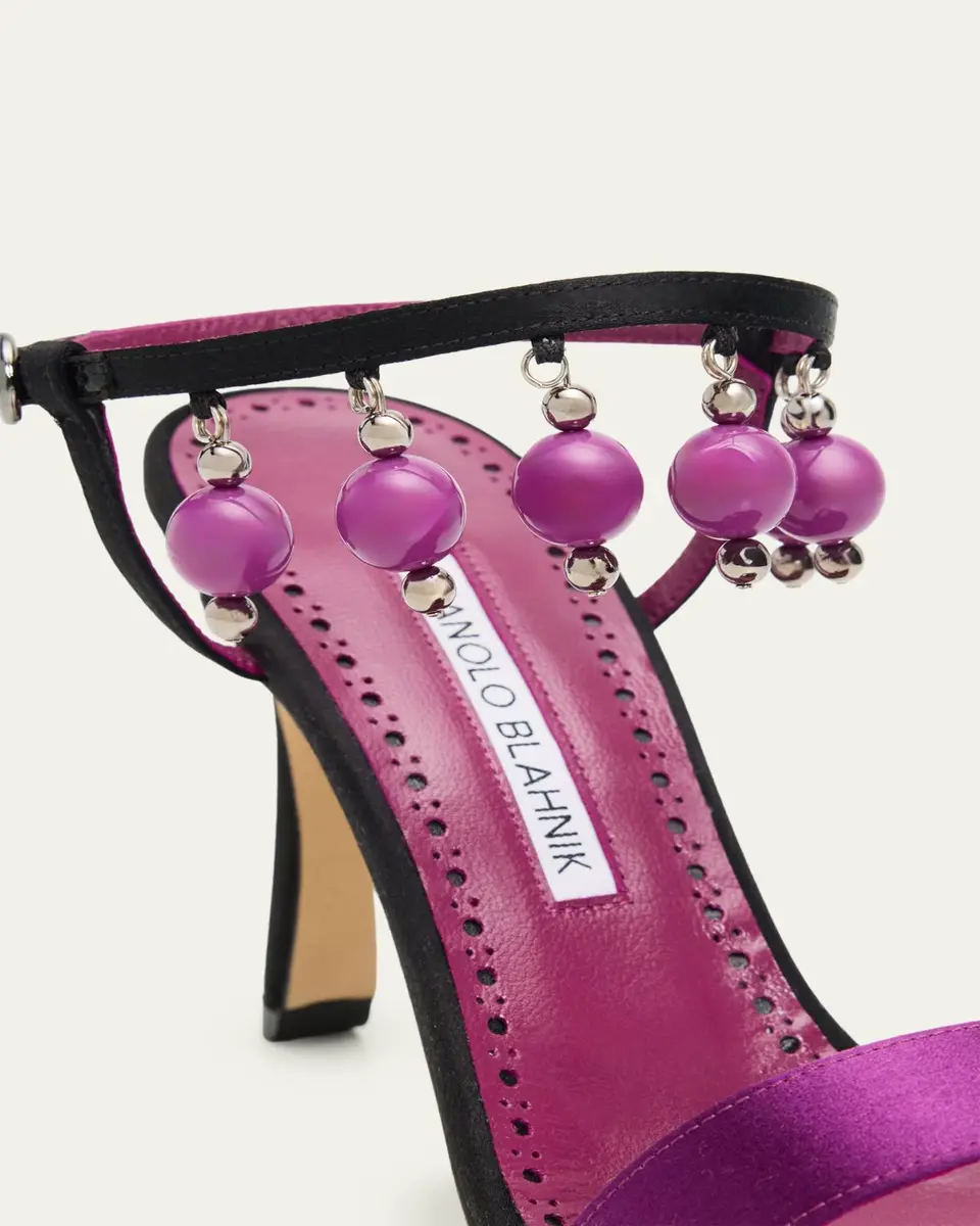 Manolo Blahnik 90mm Kasasan Beaded Satin Sandals | Thumbnail 3 Manolo Blahnik 90mm Kasasan Beaded Satin Sandals | Thumbnail 3