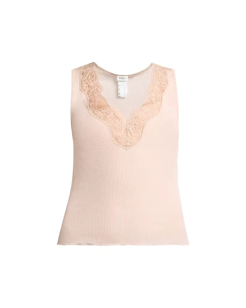 Saint Laurent Ribbed Silk Laced Tank Top | Image 1 Saint Laurent Ribbed Silk Laced Tank Top | Image 1