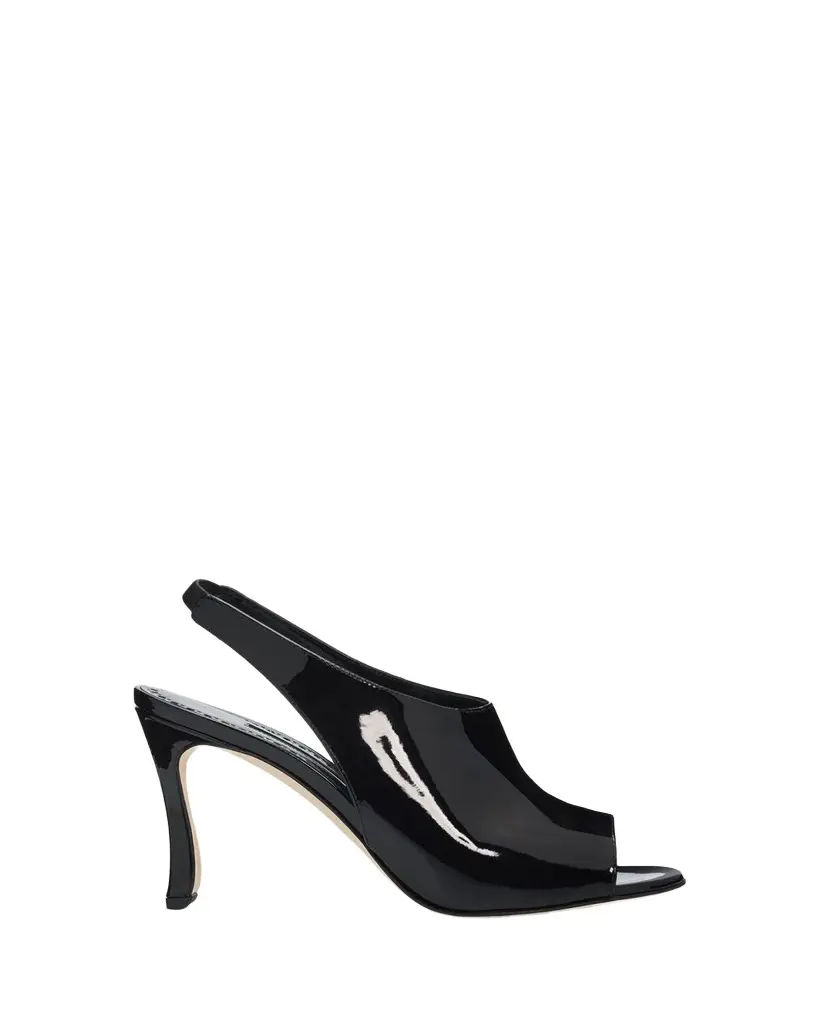 Manolo Blahnik 90mm Minufle Patent Leather Slingback Sandals