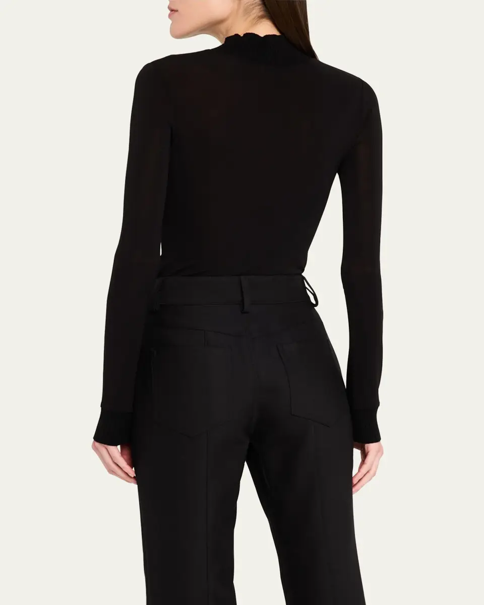 Courrèges Re-Edition Mock-Neck Long-Sleeve Fitted Top | Thumbnail 3 Courrèges Re-Edition Mock-Neck Long-Sleeve Fitted Top | Thumbnail 3