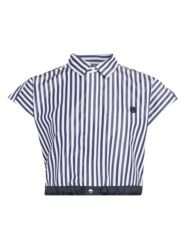 Striped Cotton Poplin Crop Button-Down Shirt Striped Cotton Poplin Crop Button-Down Shirt