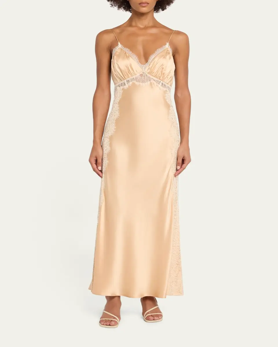 LoveShackFancy Shia Lace-Trim Silk-Blend A-Line Maxi Slipdress | Thumbnail 2 LoveShackFancy Shia Lace-Trim Silk-Blend A-Line Maxi Slipdress | Thumbnail 2