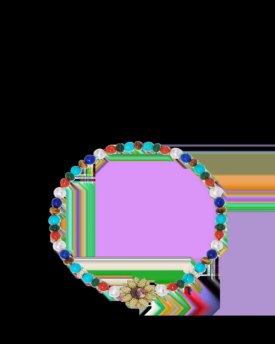 GRACE WINFREY 18K Semiprecious Necklace with Sunflower Clasp and Ladybug | Thumbnail 2 GRACE WINFREY 18K Semiprecious Necklace with Sunflower Clasp and Ladybug | Thumbnail 2