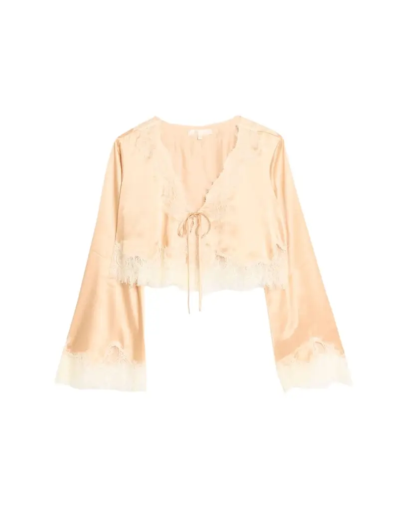 LoveShackFancy Kately Lace-Trim Satin Top | Image 1 LoveShackFancy Kately Lace-Trim Satin Top | Image 1