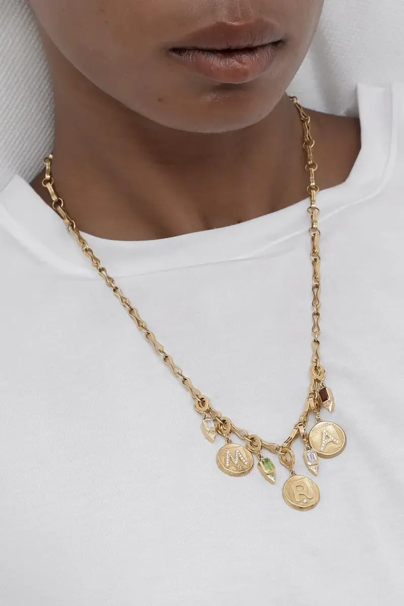 Azlee Diamond A Initial Small Signature Coin Pendant | Thumbnail 2