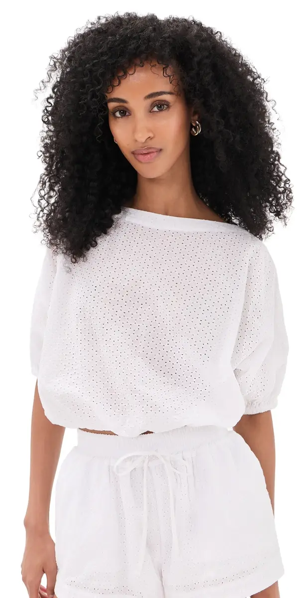 Secular Coco Birdseye Eyelet Top White Eyelet | Image 1 Secular Coco Birdseye Eyelet Top White Eyelet | Image 1