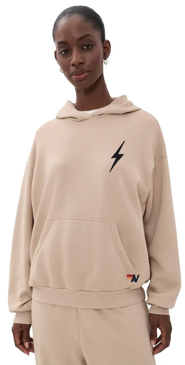 Aviator Nation Relaxed Bolt Stitch Pullover Hoodie Sand | Image 1 Aviator Nation Relaxed Bolt Stitch Pullover Hoodie Sand | Image 1