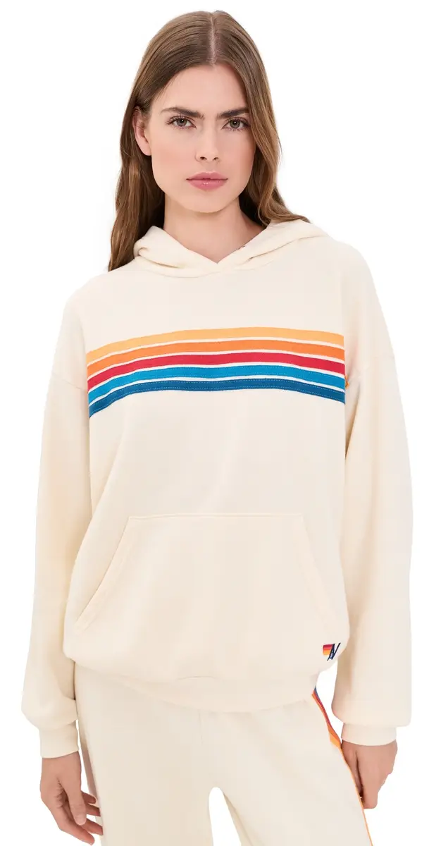 Aviator Nation 5 tripe Hoodie Vintage White | Image 1 Aviator Nation 5 tripe Hoodie Vintage White | Image 1