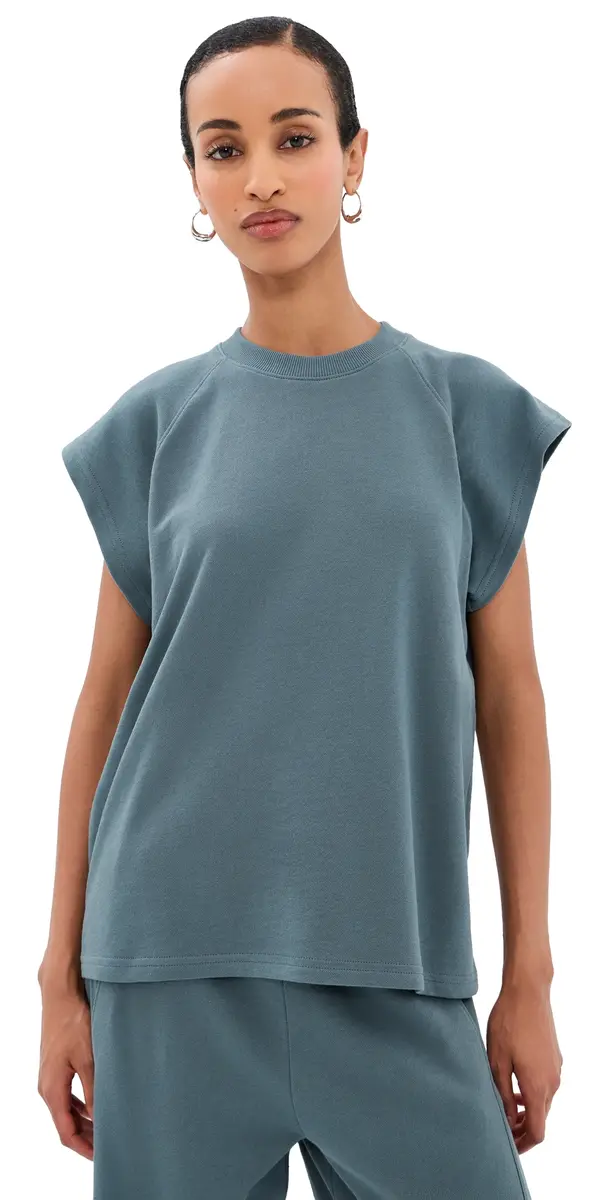 Tibi ightweight Easy Sweatshirt Top Blue Grey | Image 1 Tibi ightweight Easy Sweatshirt Top Blue Grey | Image 1
