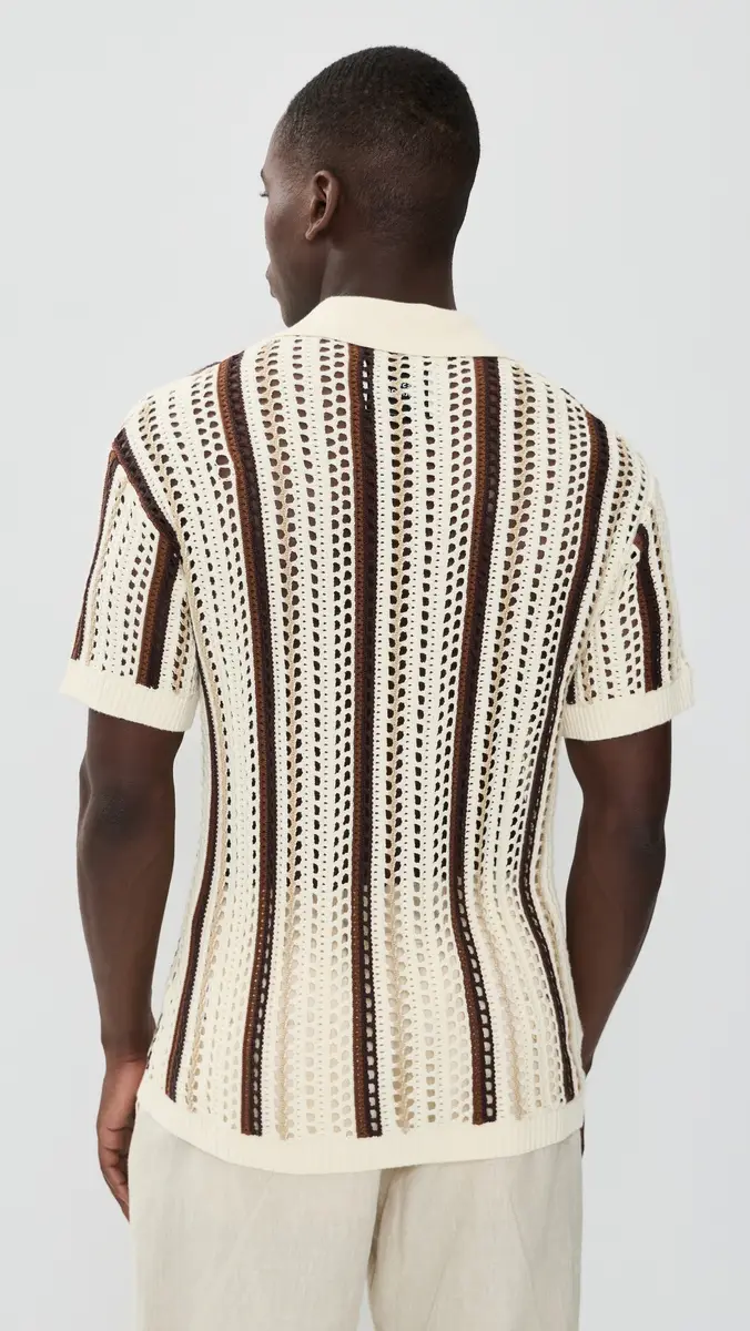 Frescobol Carioca Pinto Cotton Stripe Crochet Shirt | Thumbnail 4 Frescobol Carioca Pinto Cotton Stripe Crochet Shirt | Thumbnail 4