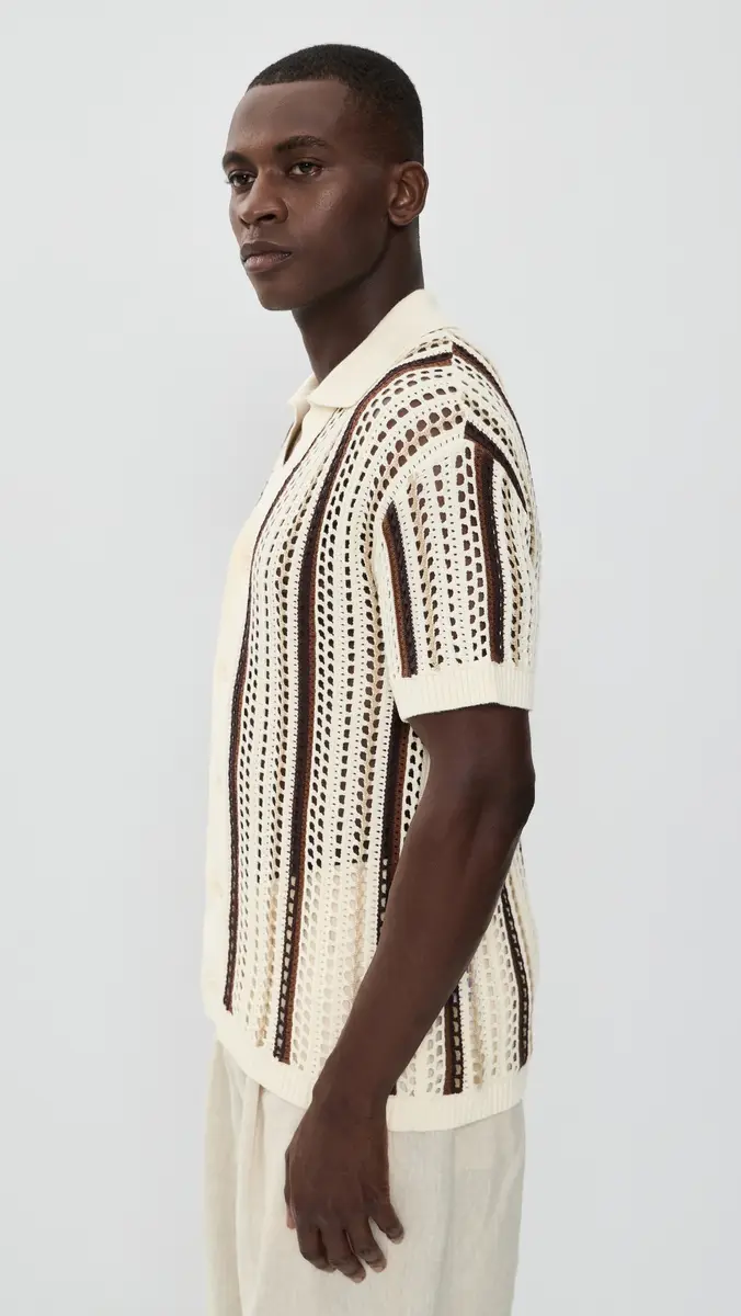 Frescobol Carioca Pinto Cotton Stripe Crochet Shirt | Thumbnail 5 Frescobol Carioca Pinto Cotton Stripe Crochet Shirt | Thumbnail 5