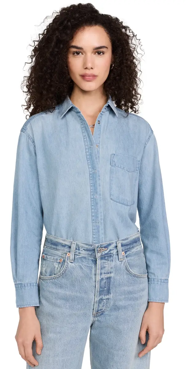 AYR The Denim Deep End Button Down Shirt Air Kisses | Image 1 AYR The Denim Deep End Button Down Shirt Air Kisses | Image 1