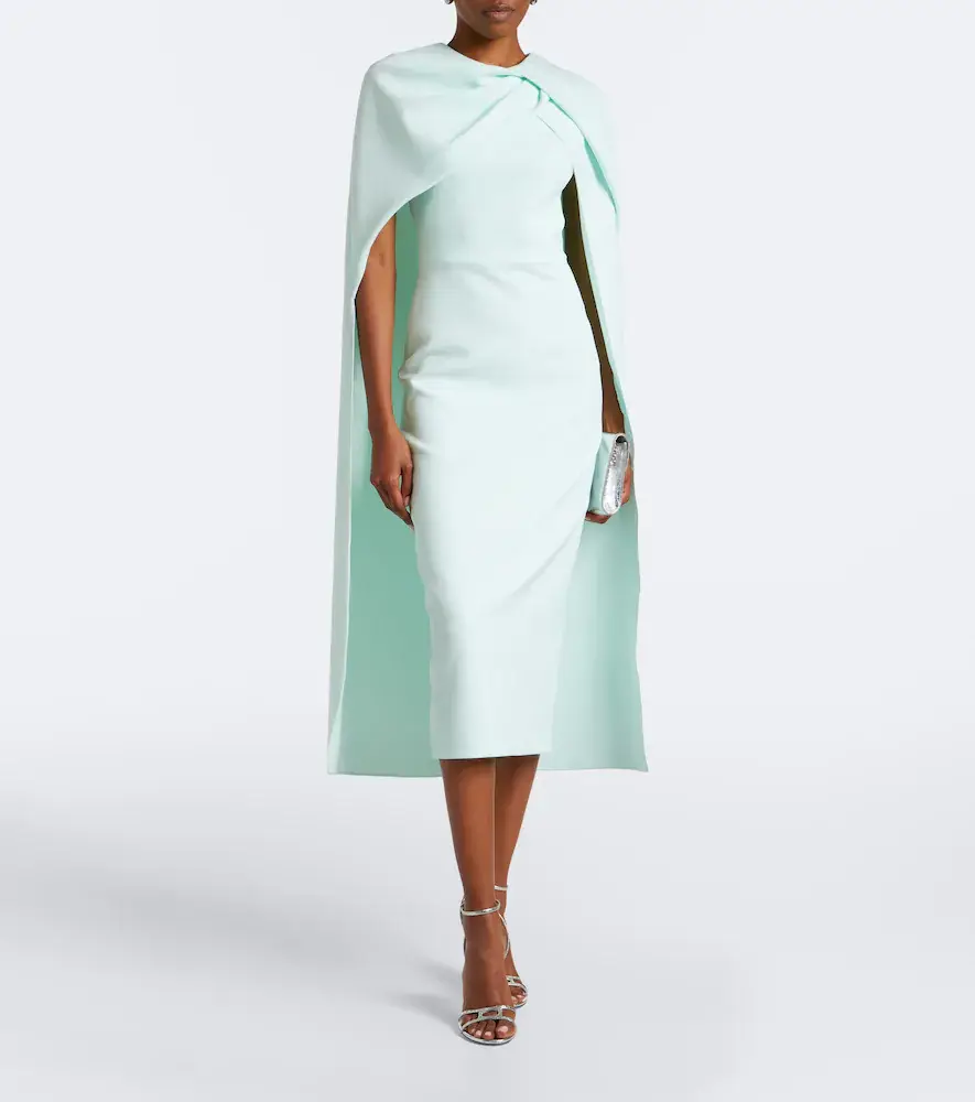 Safiyaa Oria caped crêpe midi dress | Thumbnail 5 Safiyaa Oria caped crêpe midi dress | Thumbnail 5