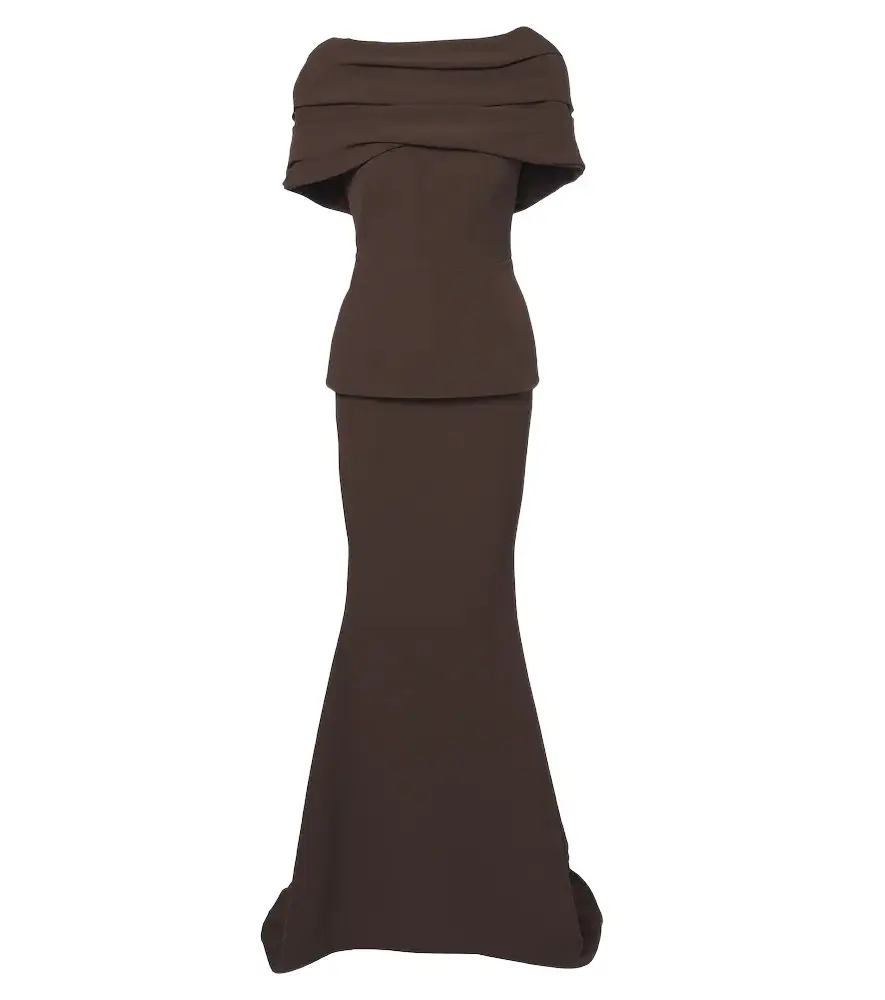 Safiyaa Loura draped peplum crêpe gown | Image 1 Safiyaa Loura draped peplum crêpe gown | Image 1