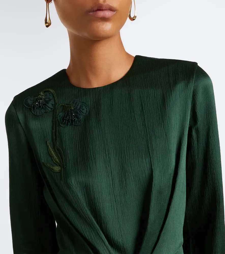 Erdem Floral-appliqué satin seersucker midi dress | Thumbnail 3 Erdem Floral-appliqué satin seersucker midi dress | Thumbnail 3