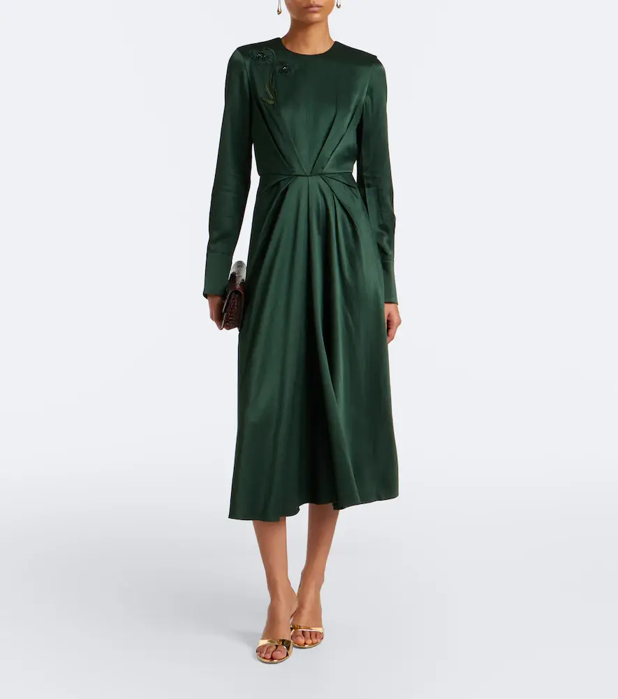 Erdem Floral-appliqué satin seersucker midi dress | Thumbnail 6 Erdem Floral-appliqué satin seersucker midi dress | Thumbnail 6