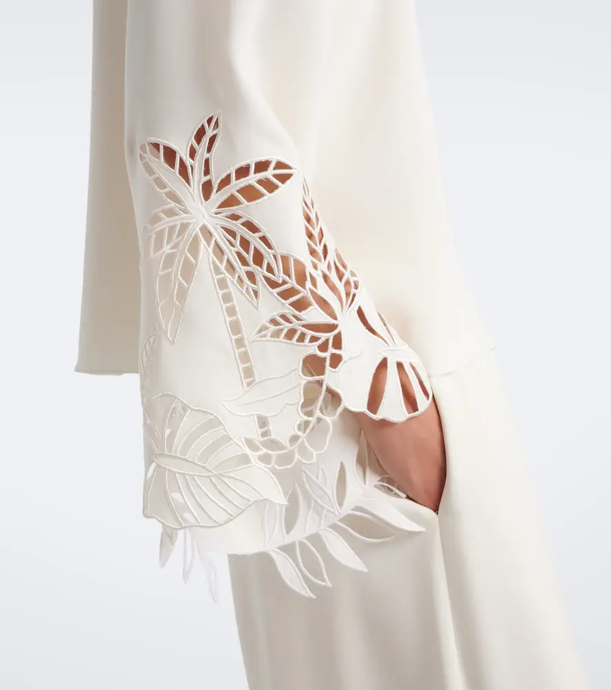 Oscar de la Renta Embroidered silk-blend georgette blouse | Thumbnail 6