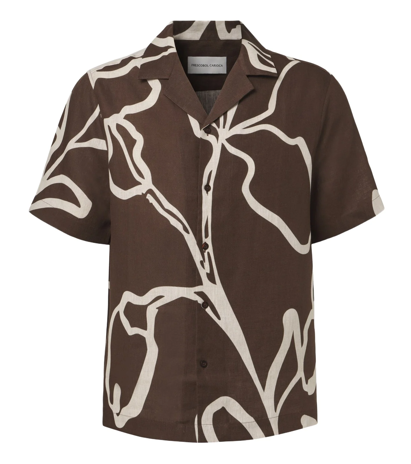 Printed linen bowling shirt