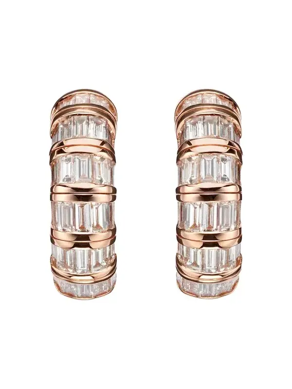18kt rose gold huggie earrings with diamonds 18kt rose gold huggie earrings with diamonds