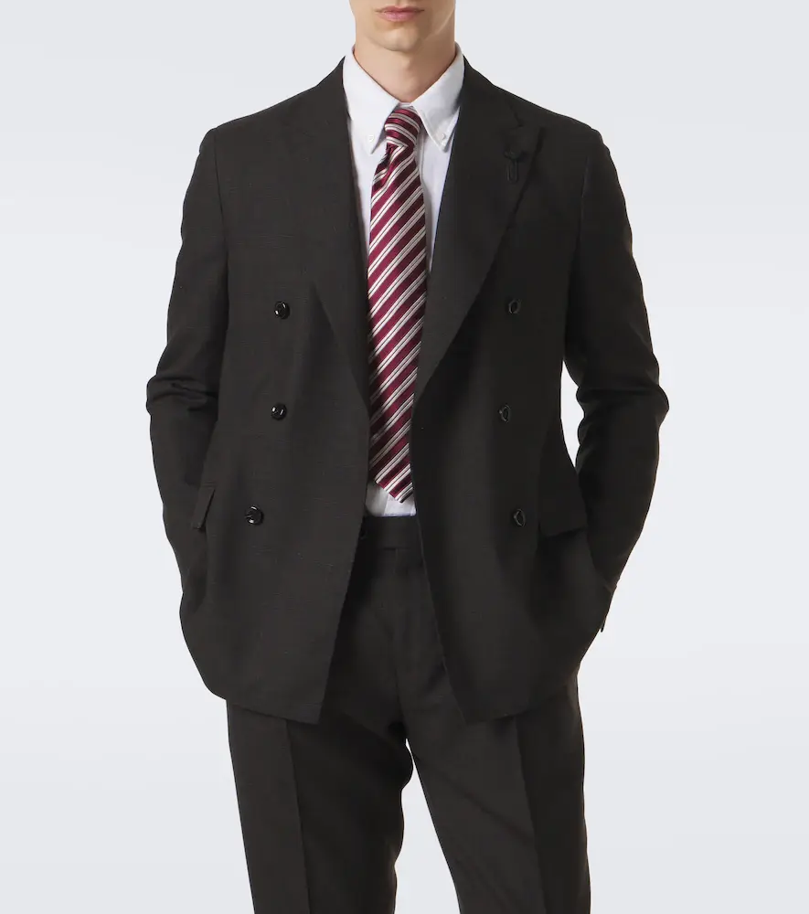 Lardini Checked double-breasted virgin wool suit | Thumbnail 5