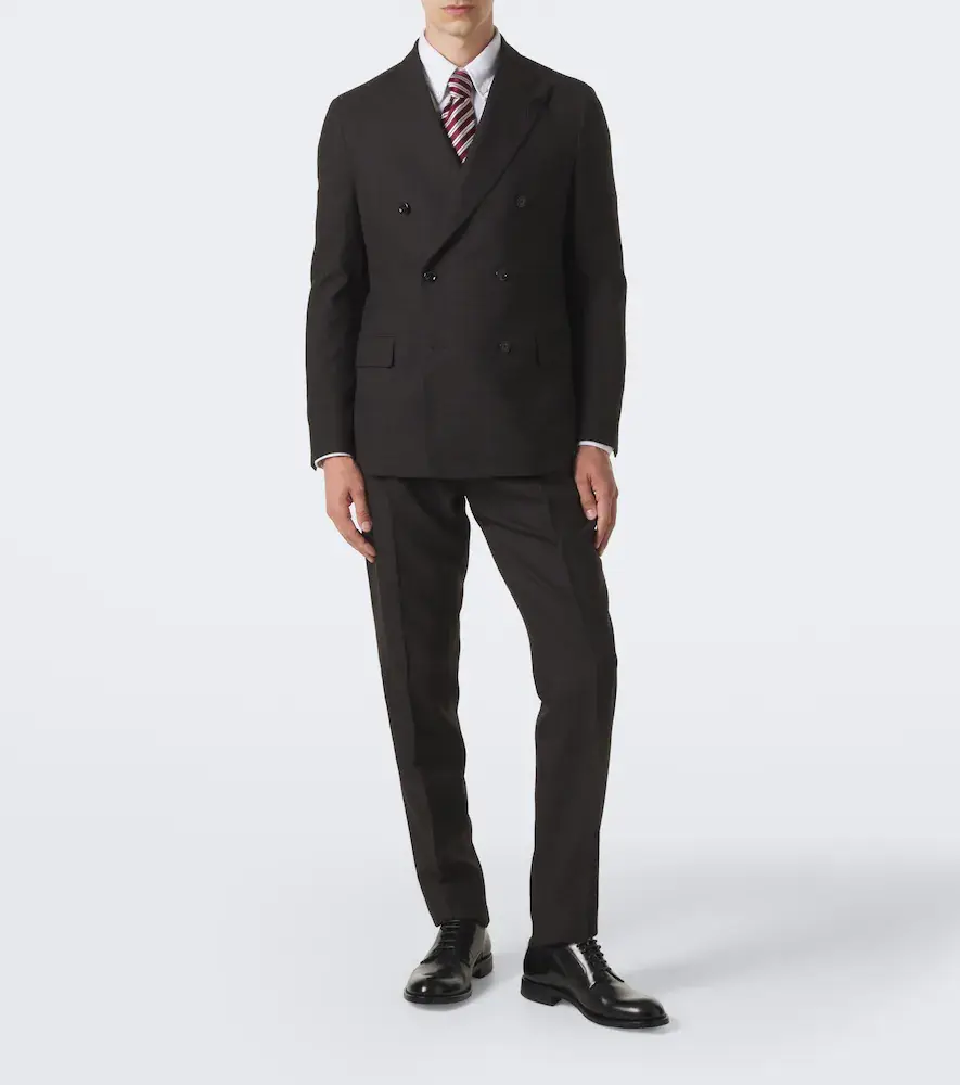 Lardini Checked double-breasted virgin wool suit | Thumbnail 6