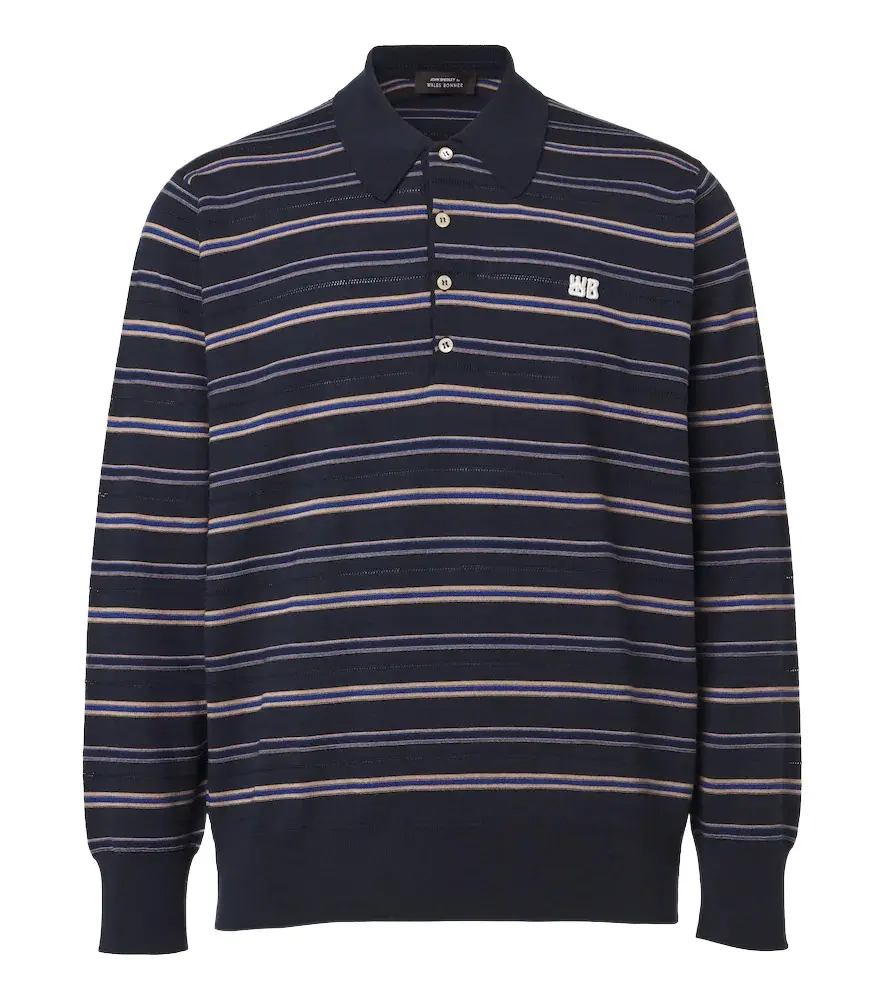 Wales Bonner Beam striped wool polo sweater | Image 1 Wales Bonner Beam striped wool polo sweater | Image 1