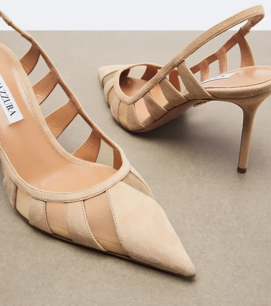 Aquazzura Screen suede and mesh slingback pumps | Thumbnail 3 Aquazzura Screen suede and mesh slingback pumps | Thumbnail 3