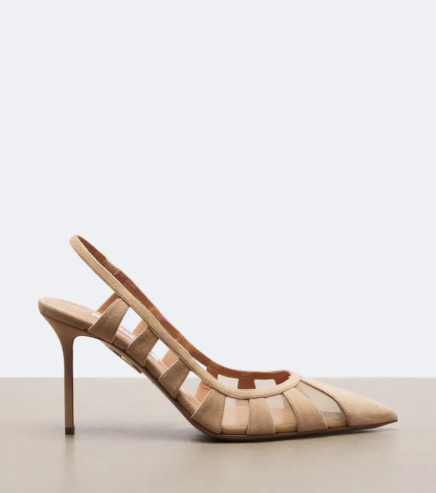 Aquazzura Screen suede and mesh slingback pumps | Thumbnail 4 Aquazzura Screen suede and mesh slingback pumps | Thumbnail 4