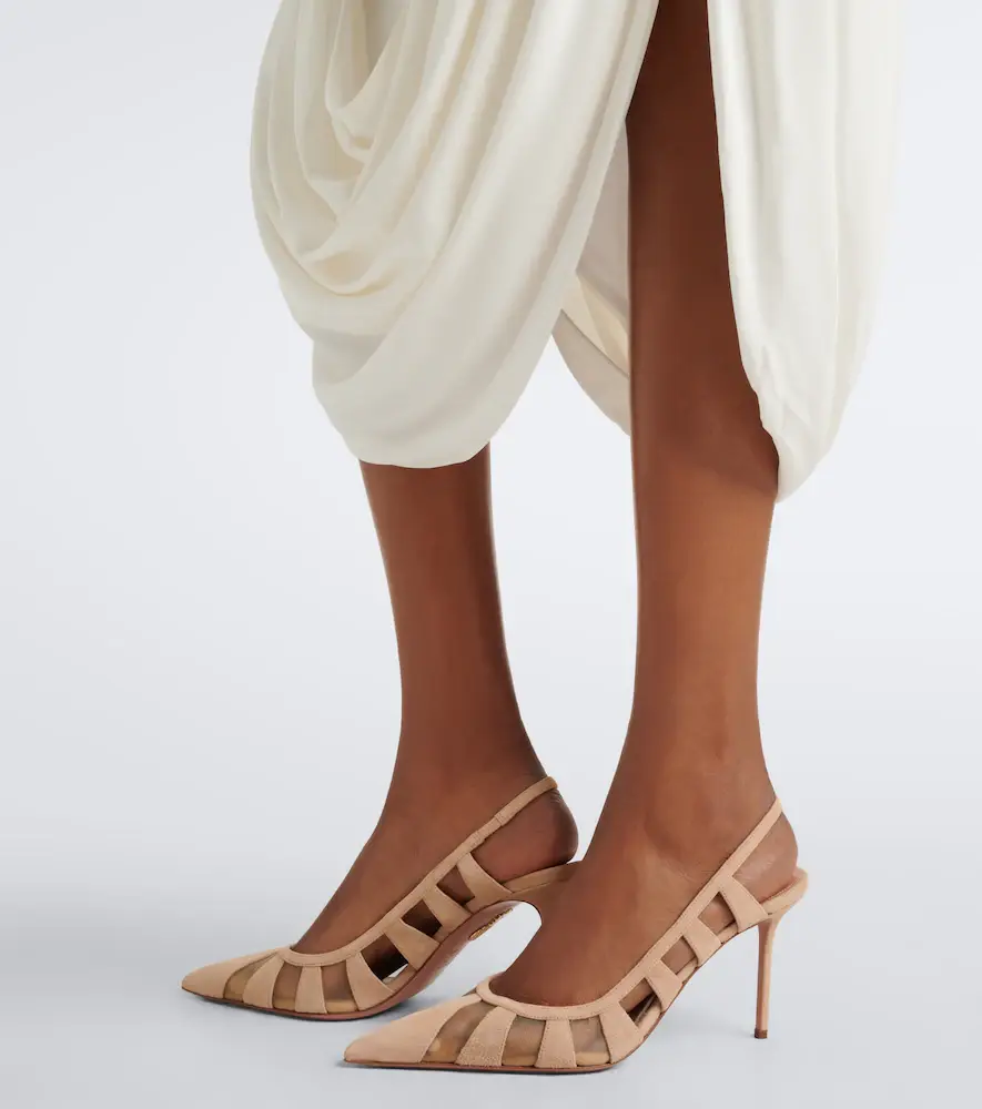 Aquazzura Screen suede and mesh slingback pumps | Thumbnail 6 Aquazzura Screen suede and mesh slingback pumps | Thumbnail 6
