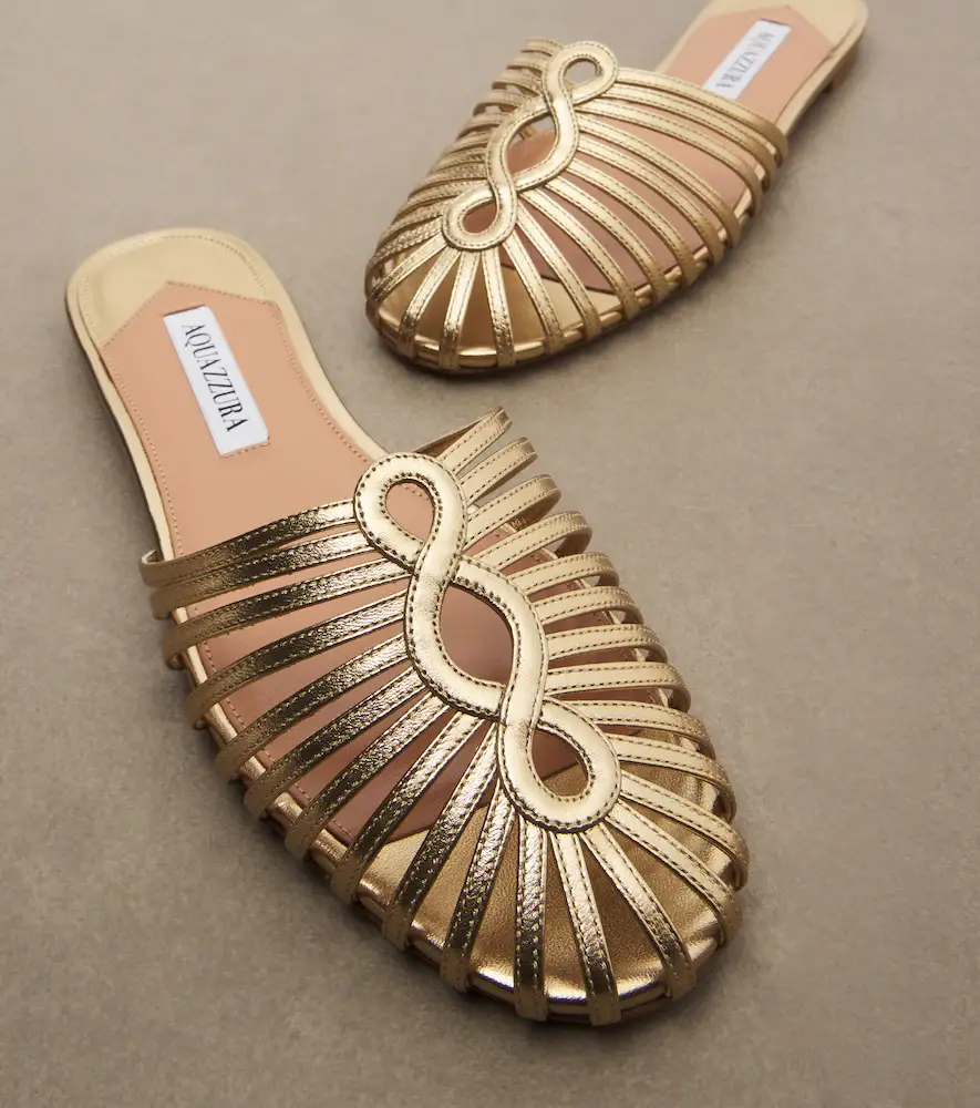 Aquazzura Sweet Surrender metallic leather mules | Thumbnail 2 Aquazzura Sweet Surrender metallic leather mules | Thumbnail 2