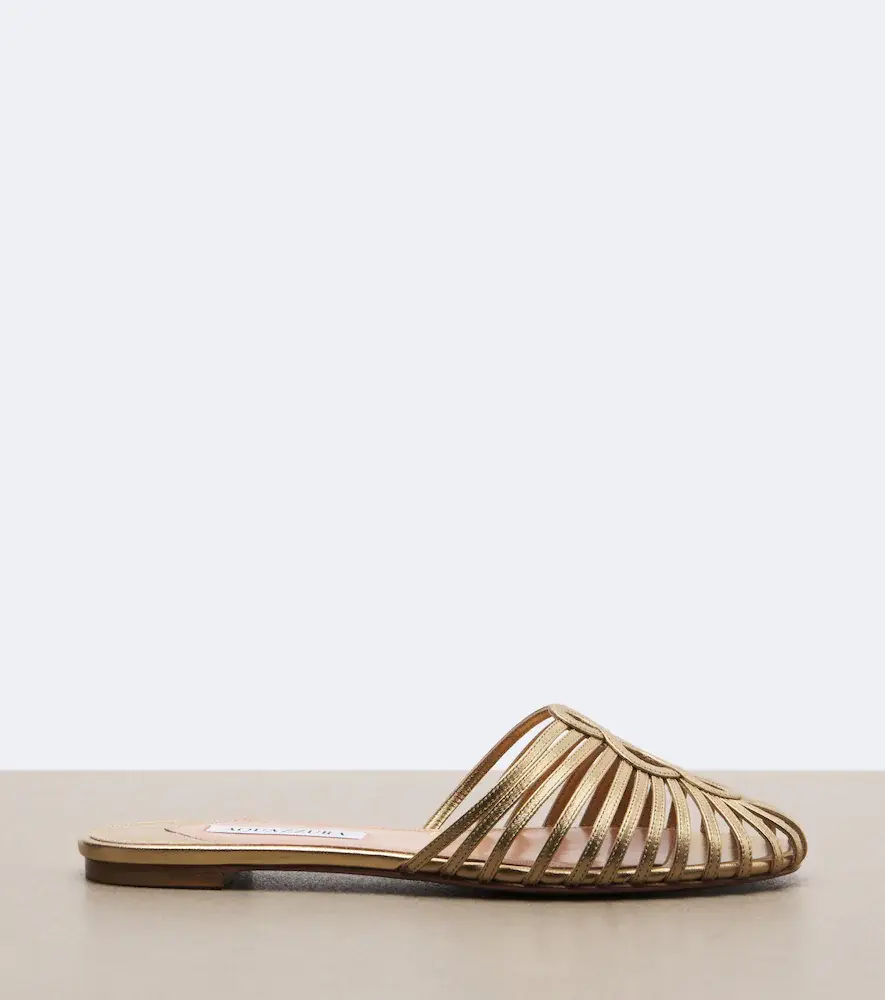 Aquazzura Sweet Surrender metallic leather mules | Thumbnail 3 Aquazzura Sweet Surrender metallic leather mules | Thumbnail 3